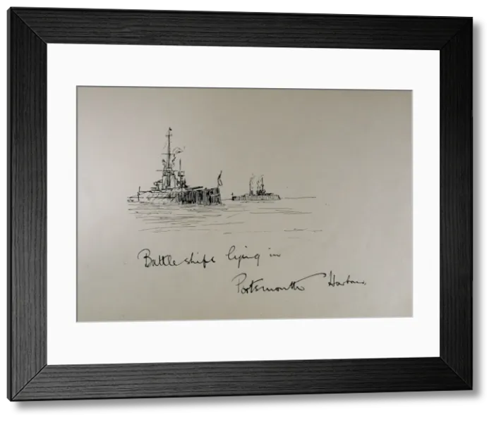 Framed Print : Battleships lying in Portsmouth Harbour Framed Print : Battleships lying in Portsmouth Harbour