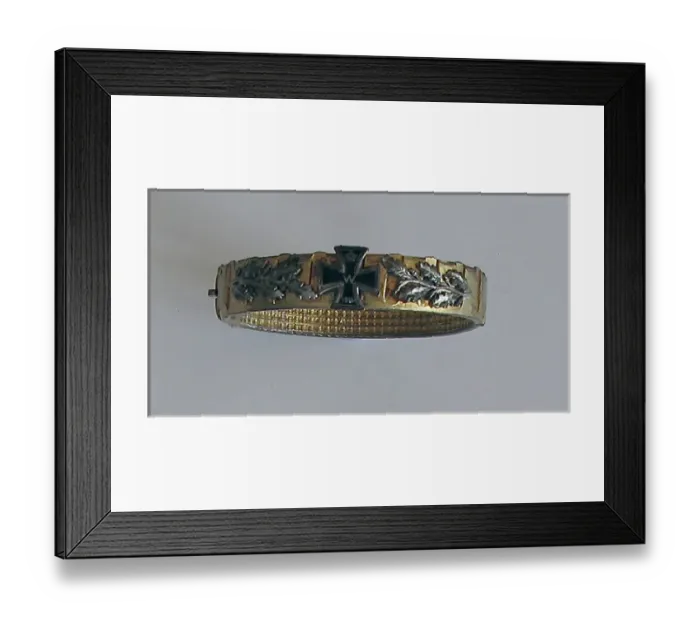 Framed Print : Gilded copper drive band fashioned as a patriotic bracelet Framed Print : Gilded copper drive band fashioned as a patriotic bracelet