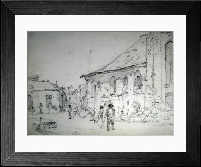 Framed Print : Labour Battalion in the village of Domart-sur-la-Luce Framed Print : Labour Battalion in the village of Domart-sur-la-Luce