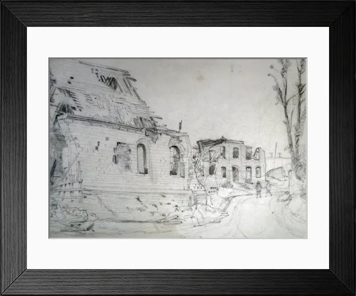 Framed Print : The church and school at Hangard, looking toward Faux Framed Print : The church and school at Hangard, looking toward Faux