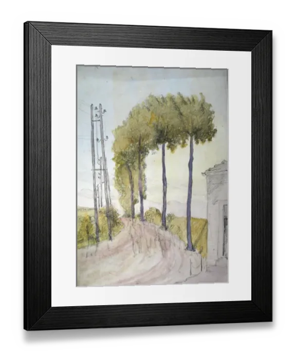 Framed Print : Sketch of soldiers on a road somewhere in France Framed Print : Sketch of soldiers on a road somewhere in France
