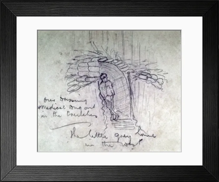 Framed Print : Our Dressing and Medical Dug-out in the trenches