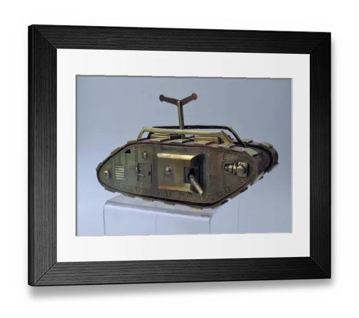 Framed Print : Model - Mark V WWI male tank with semaphore device Framed Print : Model - Mark V WWI male tank with semaphore device