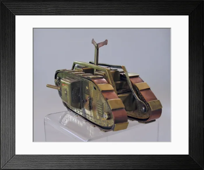 Framed Print : Model - Mark V WWI male tank with semaphore device Framed Print : Model - Mark V WWI male tank with semaphore device