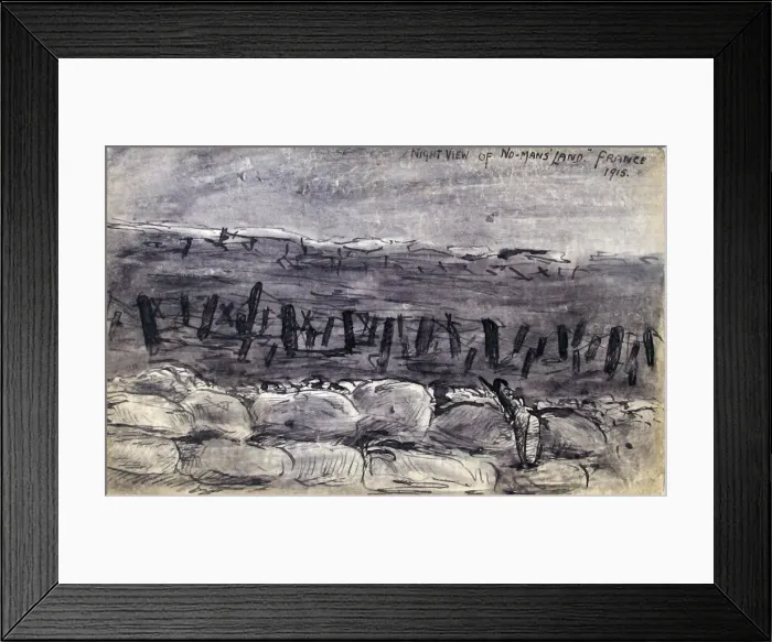Framed Print : Night, View, No, Mans, Land, France, 1915, reverse, postcard, Saturday Framed Print : Night, View, No, Mans, Land, France, 1915, reverse, postcard, Saturday
