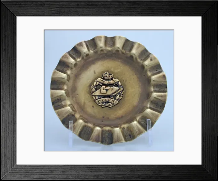 Framed Print : Ashtray with the badge of the Tank Corps in the centre Framed Print : Ashtray with the badge of the Tank Corps in the centre