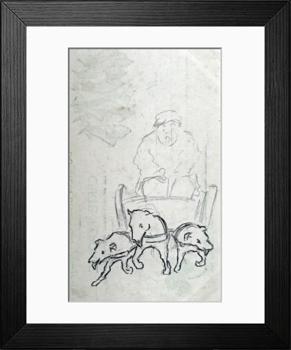 Framed Print : Three dogs pulling a cart Framed Print : Three dogs pulling a cart