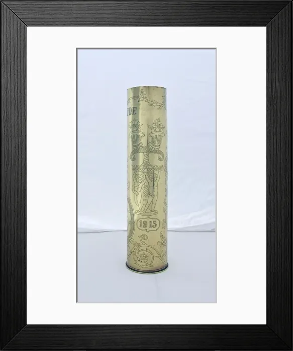 Framed Print : French 77mm shell case - Souvenir de la Bataille de L Yse Framed Print : French 77mm shell case - Souvenir de la Bataille de L Yse