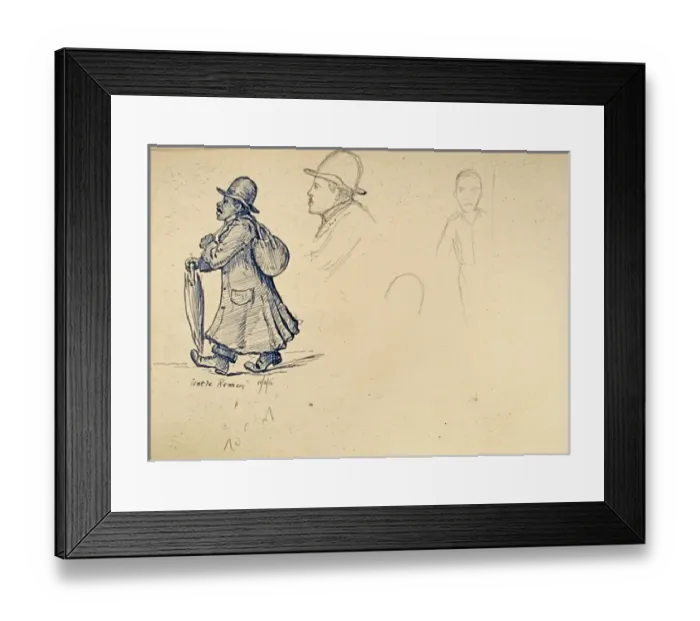 Framed Print : A portrait of Corporal Kitchen Pen & Ink sketch verso Framed Print : A portrait of Corporal Kitchen Pen & Ink sketch verso