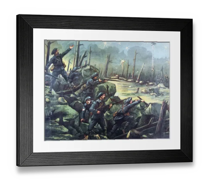 Framed Print : Jigsaw puzzles of six WWI French battle scenes Framed Print : Jigsaw puzzles of six WWI French battle scenes