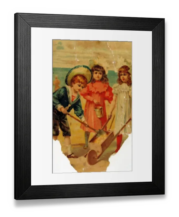 Framed Print : Jigsaw puzzles of six scenes of French children (late 19th C Framed Print : Jigsaw puzzles of six scenes of French children (late 19th C