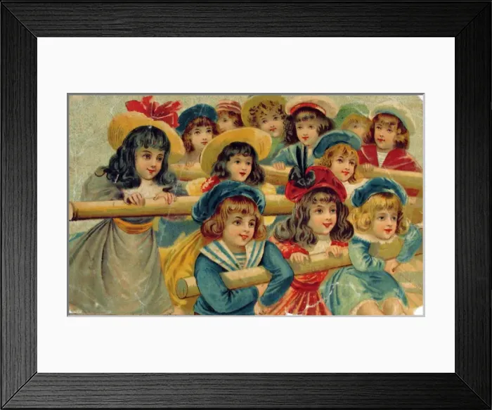 Framed Print : Jigsaw puzzles of six scenes of French children (late 19th C Framed Print : Jigsaw puzzles of six scenes of French children (late 19th C