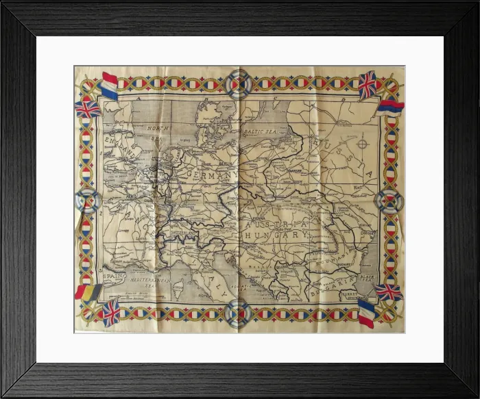 Framed Print : Map of the European Theatre of War plus flags of the Allies Framed Print : Map of the European Theatre of War plus flags of the Allies