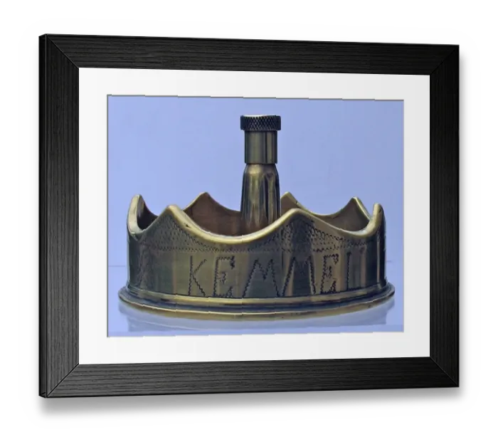 Framed Print : French 77 mm shell case base - ashtray with a bullet