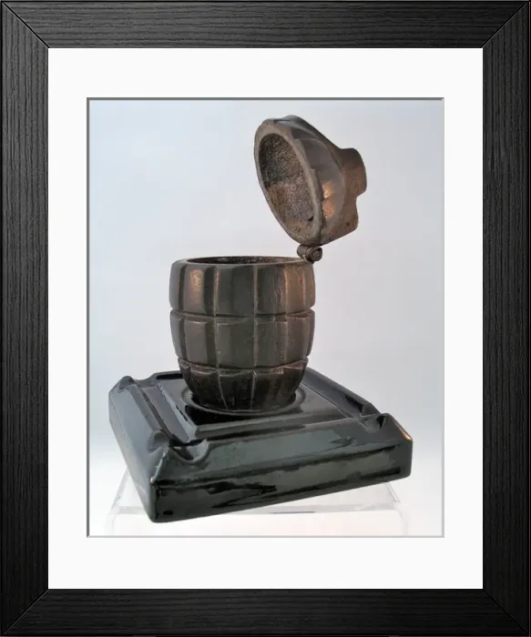 Framed Print : Mills hand grenade made as an ink stand Framed Print : Mills hand grenade made as an ink stand