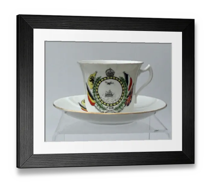 Framed Print : Bone china cup and saucer - WWI Framed Print : Bone china cup and saucer - WWI
