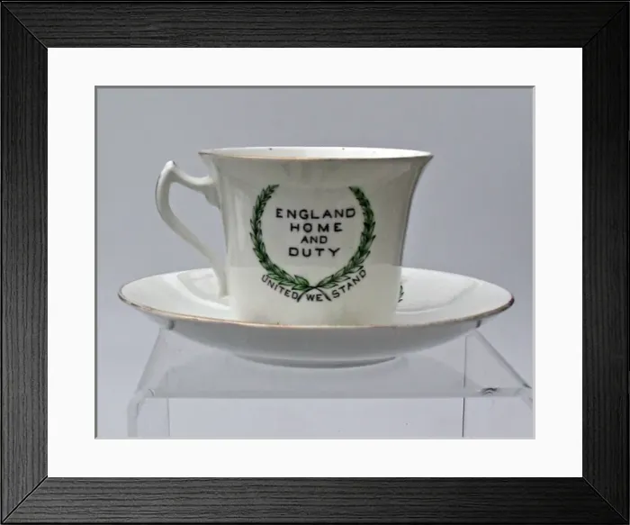Framed Print : Bone china cup and saucer - WWI Framed Print : Bone china cup and saucer - WWI