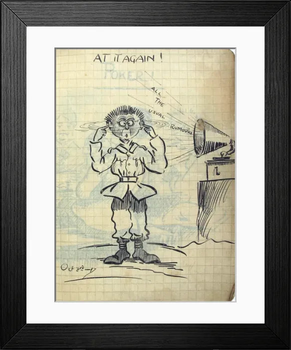 Framed Print : Album of 53 drawings done whilst on sctive service - WWI