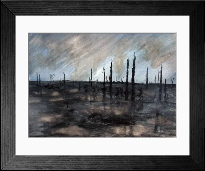 Framed Print : British soldiers going up the line in a torrential rainstorm Framed Print : British soldiers going up the line in a torrential rainstorm