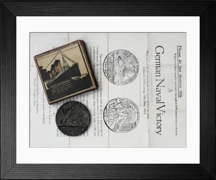 Framed Print : Copy of German original medallion - sinking of the Lusitania Framed Print : Copy of German original medallion - sinking of the Lusitania