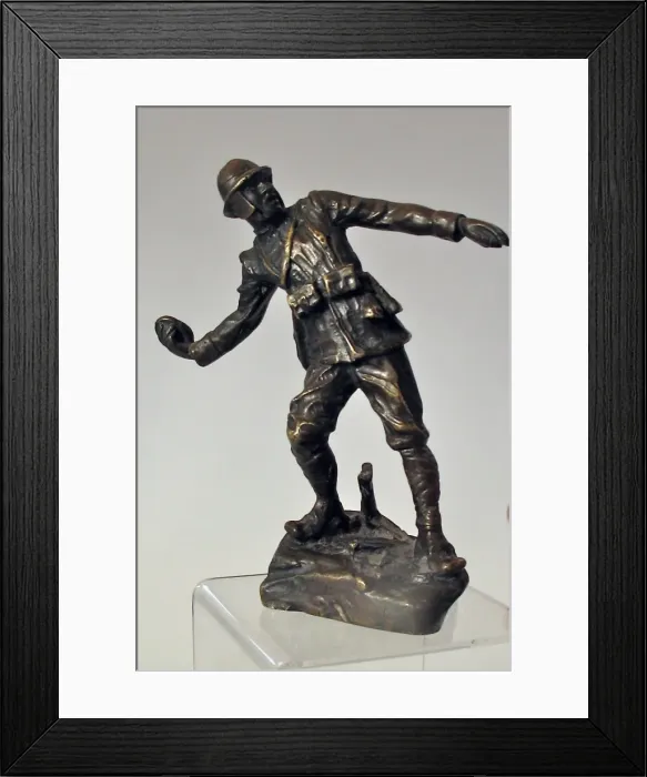 Framed Print : Bronze figure of an Italian bomber wearing Farina helme Framed Print : Bronze figure of an Italian bomber wearing Farina helme