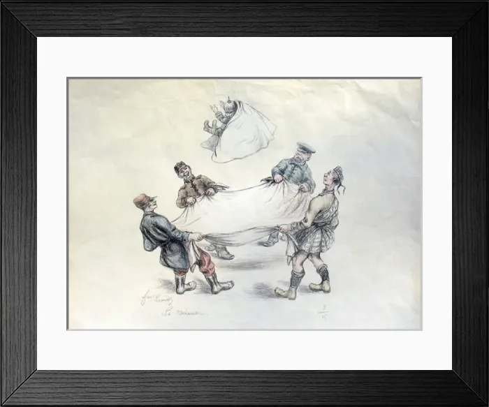 Framed Print : Kaiser Wilhelm falling through the air and dropped Framed Print : Kaiser Wilhelm falling through the air and dropped
