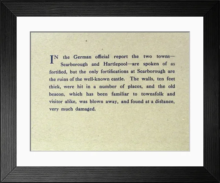 Framed Print : The German Raid on Scarborough, December 16th 1914 Framed Print : The German Raid on Scarborough, December 16th 1914