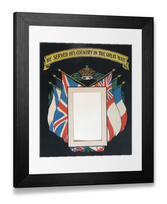 Framed Print : Coloured print card - He Served His Country in the Great War Framed Print : Coloured print card - He Served His Country in the Great War