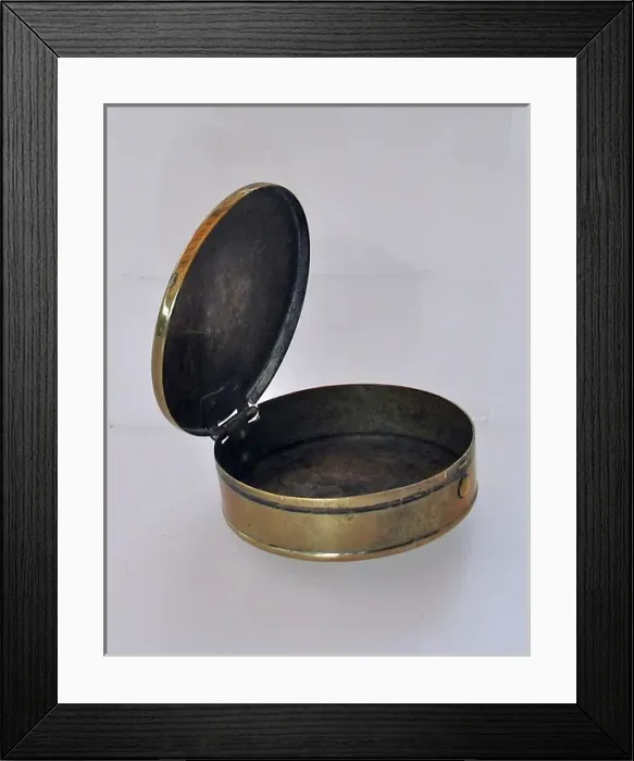 Framed Print : Hinged brass tobacco tin - East Yorkshire Regiment Framed Print : Hinged brass tobacco tin - East Yorkshire Regiment