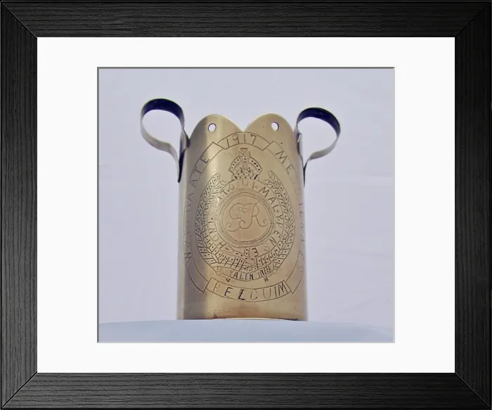 Framed Print : German 77mm shell case vase with looped handles Framed Print : German 77mm shell case vase with looped handles