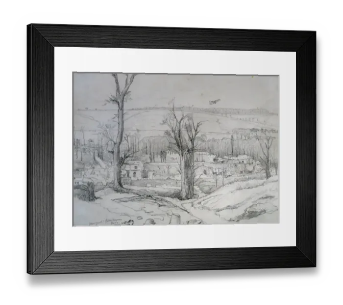 Framed Print : Hangard from German lines - Aeroplane in the sky Framed Print : Hangard from German lines - Aeroplane in the sky
