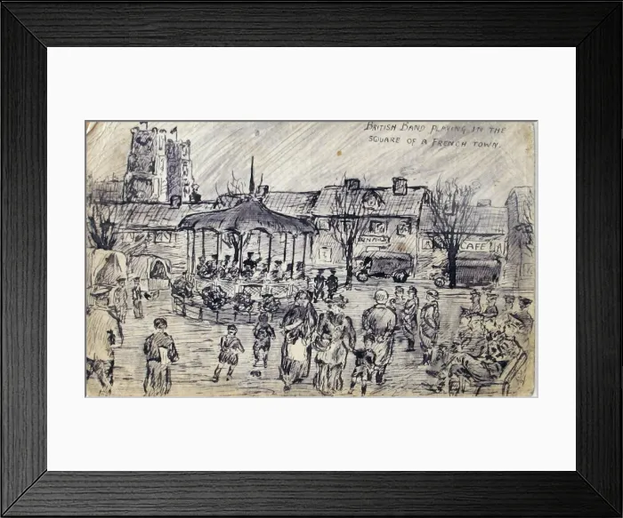 Framed Print : British band playing in the square of a French town Framed Print : British band playing in the square of a French town