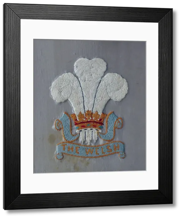 Framed Print : Embroidered badge of The Welsh Regiment Framed Print : Embroidered badge of The Welsh Regiment