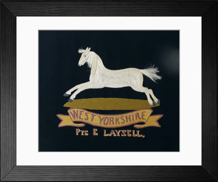 Framed Print : Embroidered badge of the West Yorkshire Regiment Framed Print : Embroidered badge of the West Yorkshire Regiment