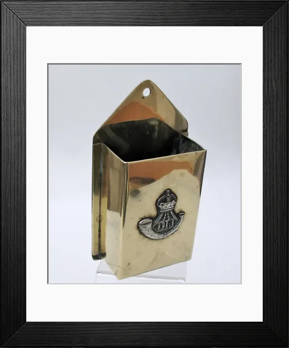 Framed Print : Brass pen / pencil holder with badge of the DLI Framed Print : Brass pen / pencil holder with badge of the DLI