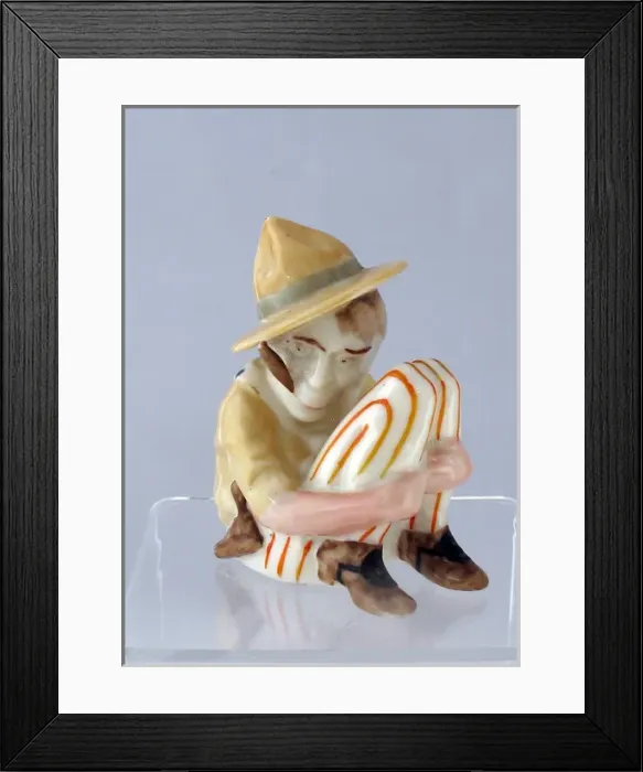 Framed Print : Grafton china figure of a squatting American Doughboy Framed Print : Grafton china figure of a squatting American Doughboy