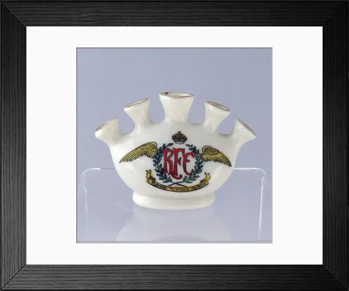 Framed Print : Willow china posy vase - crest of Royal Flying Corps Framed Print : Willow china posy vase - crest of Royal Flying Corps