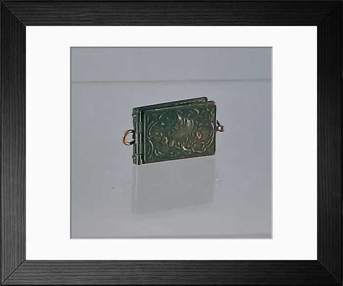 Framed Print : Metal cased album containing miniature WWI photographs Framed Print : Metal cased album containing miniature WWI photographs