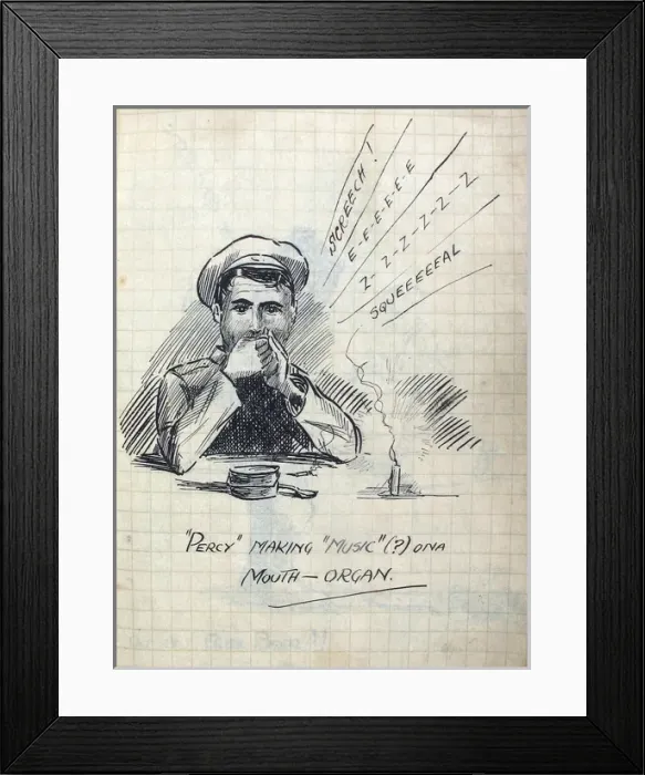 Framed Print : Album of 53 drawings done whilst on sctive service - WWI Framed Print : Album of 53 drawings done whilst on sctive service - WWI