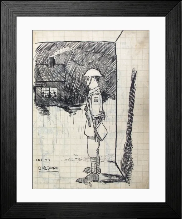 Framed Print : Album of 53 drawings done whilst on sctive service - WWI Framed Print : Album of 53 drawings done whilst on sctive service - WWI