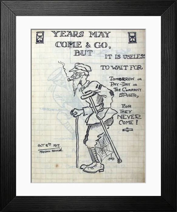 Framed Print : Album of 53 drawings done whilst on sctive service - WWI Framed Print : Album of 53 drawings done whilst on sctive service - WWI