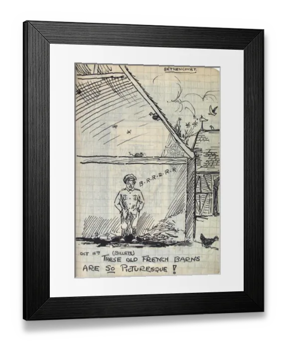 Framed Print : Album of 53 drawings done whilst on sctive service - WWI Framed Print : Album of 53 drawings done whilst on sctive service - WWI