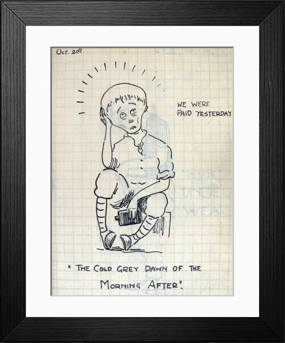 Framed Print : Album of 53 drawings done whilst on sctive service - WWI Framed Print : Album of 53 drawings done whilst on sctive service - WWI
