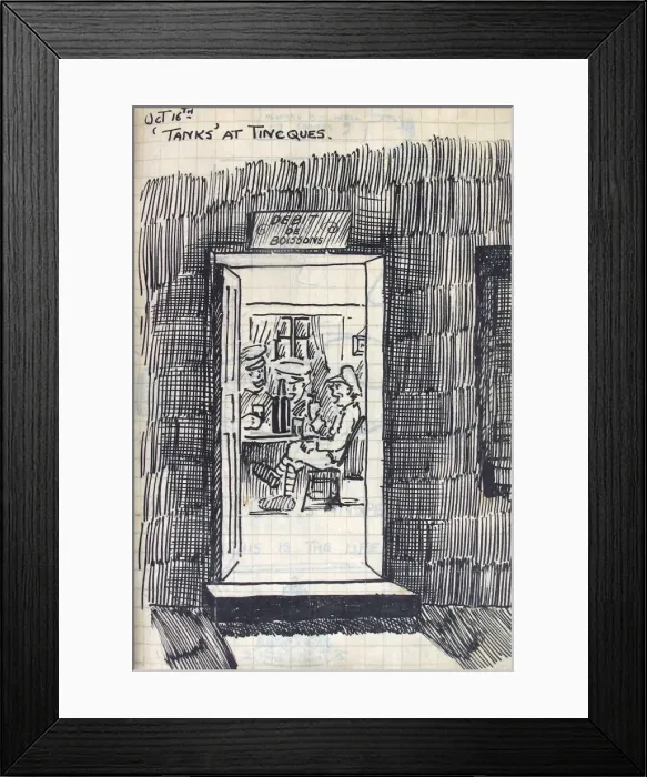 Framed Print : Album of 53 drawings done whilst on sctive service - WWI Framed Print : Album of 53 drawings done whilst on sctive service - WWI