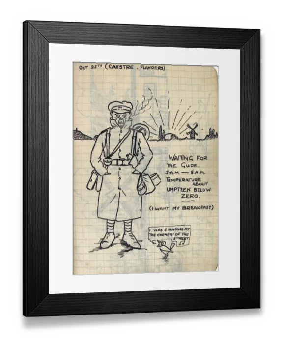 Framed Print : Album of 53 drawings done whilst on sctive service - WWI Framed Print : Album of 53 drawings done whilst on sctive service - WWI