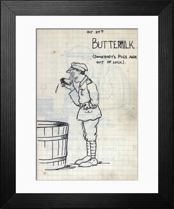 Framed Print : Album of 53 drawings done whilst on sctive service - WWI Framed Print : Album of 53 drawings done whilst on sctive service - WWI