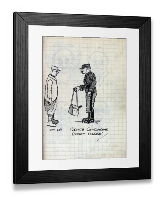 Framed Print : Album of 53 drawings done whilst on sctive service - WWI Framed Print : Album of 53 drawings done whilst on sctive service - WWI