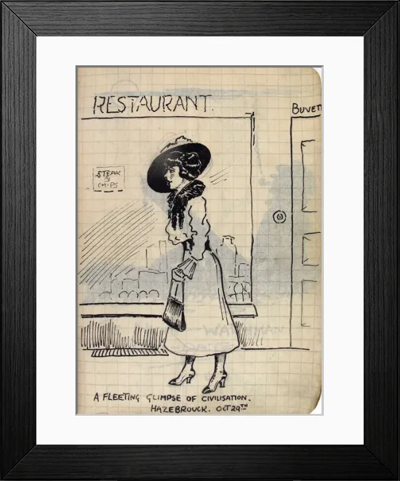 Framed Print : Album of 53 drawings done whilst on sctive service - WWI Framed Print : Album of 53 drawings done whilst on sctive service - WWI