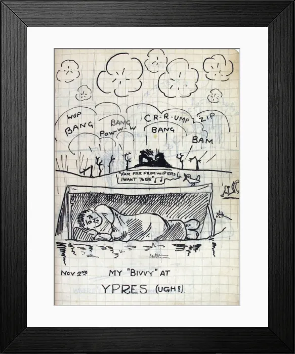 Framed Print : Album of 53 drawings done whilst on sctive service - WWI Framed Print : Album of 53 drawings done whilst on sctive service - WWI