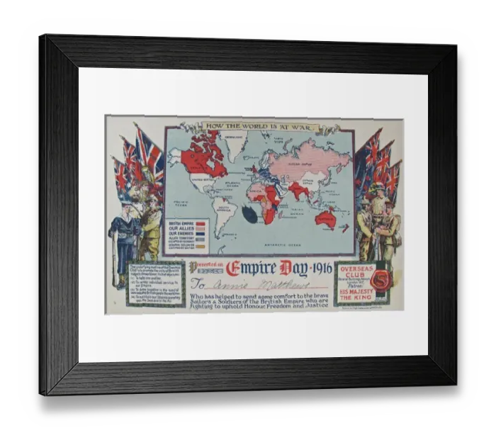 Framed Print : A Certificate from the Overseas Club in 1916 Framed Print : A Certificate from the Overseas Club in 1916